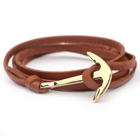 Bracelet de poignet d'hameçon vintage d'été Fancy Day Bracelet en cuir multicouche tissé à la main Bracelet d'ancre à la mode pour hommes