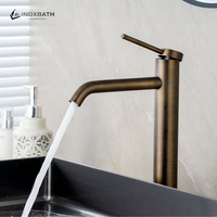 Robinet monocommande moderne à jet d'eau haute en acier inoxydable SUS 304, finition céramique brossée, pour lavabo de chambre ou salle à manger