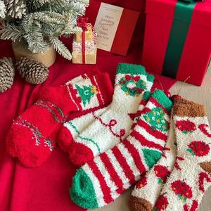 <span class=keywords><strong>2025</strong></span> नए डिजाइन सुंदर रंगीन सर्दियों के इनडोर आरामदायक आरामदायक गर्म नींद बिस्तर क्रू फ्फी फ्फी क्रिसमस मोजे एंटी-बैक्टीरियल - Product Image 2