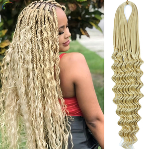 Trenzas de Ganchillo Onduladas de Color <span class=keywords><strong>Rubio</strong></span>, Diferentes Estilos, Sin Enredos ni Caída, Cabello para Trenzar de Ganchillo - Product Image 1