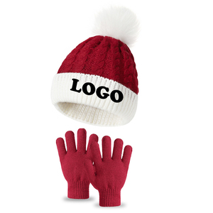 Tow Piece Sombrero para niños Hecho a mano <span class=keywords><strong>Crochet</strong></span> Knitted Winter Hat Pom Set Fabricado Otoño Invierno para niños - Product Image 1