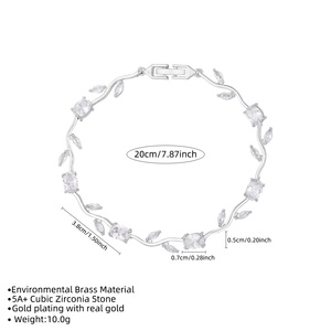 HS134 2026 Bracelet de luxe micro-pavé CZ Tulipe, style feuilles, tendance Ins, vente en gros pour femmes - Product Image 5