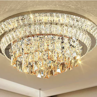 Lampe de plafond LED moderne en cristal avec base en acier inoxydable, design rond de luxe pour la décoration intérieure, chambre à coucher, salon, salle à manger, hôtel