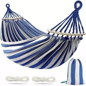 Hamac de camping portable double en coton, fait main en macramé, pour l'extérieur et l'intérieur - Product Image 3