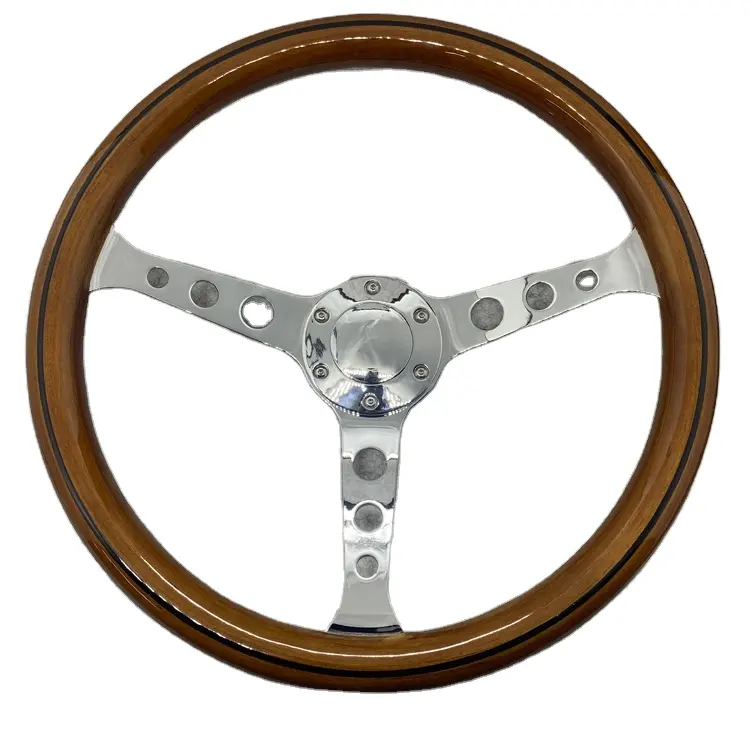 Leaders universal 15 inch deep 4cm classic retro JDM sport solid wood steering wheel
