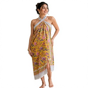 Paréo en coton imprimé indien fait main, motif floral, léger, pour la plage, idéal pour les vacances d'été, pour femme - Product Image 1