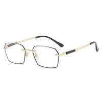 Lunettes de lecture anti-lumière bleue de haute qualité en gros, unisexe, petit rectangle, demi-cerclées, photochromiques, monture noire