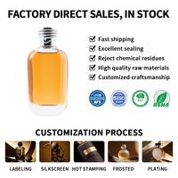 Vente en gros de flacons de parfum transparents ronds plats de luxe personnalisés de 50 ml avec boîte et vaporisateur à pompe