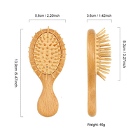 Brosse à cheveux mini en bambou écologique avec coussin, logo personnalisé, pour bébés, enfants, voyages et massage du cuir chevelu