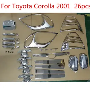 2001-2004 Toyota Corolla E12 크롬 액세서리 트림 스티커 자동차 스타일링 핸들 보울 커버 헤드 램프 커버