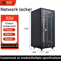 19 Zoll 32U 600*800mm Freistehender Server-Schrank Netzwerkschränke Einfache Installation mit Rollen für Rechenzentren Outdoor-Lagerung