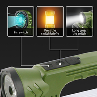 Lampe de camping multifonctionnelle à double mode, rechargeable par énergie solaire, avec ventilateur, longue durée de vie, portable, pour situations d'urgence