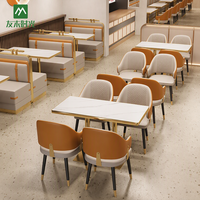 Meubles commerciaux modernes, sièges en métal, table en pierre frittée durable et écologique, tables et chaises pour hôtel, restaurant, café