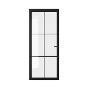 Porte de séparation intérieure en verre noir 36,6x79,3 pouces, isolation acoustique, design minimaliste, ouverture latérale, surface finie - Product Image 1
