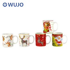 Wholesale Coffee Mug Set Ceramic Santa Mug 11oz Ceramic Christmas Mugs for Coffee