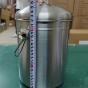 Stainless Steel Storage Bucket <b>With</b> <b>Lid</b> Cylindrical Indoor Outdoor Household Waste <b>Bin</b> Simple Design Metal Construction - Product Image 4