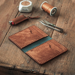 Handgemaakte Tweevoudige 14-kaarten Ultradunne Lederen Portemonnee Kaarthouder Met Zes Zakken - Product Image 2