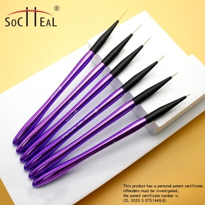 Magnifiques pinceaux à dessin pour ongles avec manche en acrylique violet, poils en nylon de différentes longueurs, pour le nail art, les lignes et les détails. - Product Image 6