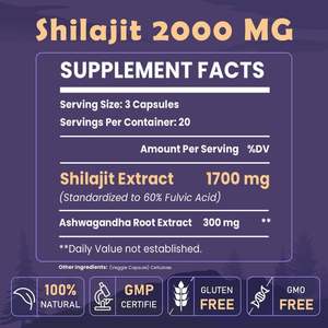 Shilajit Premium de Marca Privada OEM para Hombres - con Ashwagandha, Ginseng y Más Ácido Fúlvico para Hombres/Mujeres, Cápsulas de Shilajit - Product Image 2