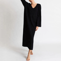 Pulls en cachemire noir personnalisés Robes mi-longues élégantes grande taille pour femmes Pull décontracté ample pour dames