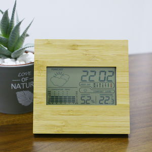 KH-CL167 الخيزران الجبهة ساعة محطة طقس مع متعددة الوظائف ميزان الحرارة على مدار الساعة درجة الحرارة شاشة عرض الرطوبة التقويم - Product Image 5