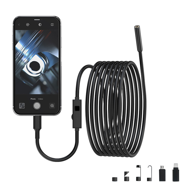 Endoscope Camera with Light, IP67 Waterproof Borescope with 8 LED Lights 16.4ft Semi-Rigid Cable, 2.0 Megapixels HD Snake