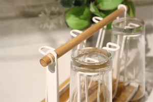 Maoyuan nouveau support <span class=keywords><strong>de</strong></span> séchage <span class=keywords><strong>de</strong></span> tasse en métal bambou égouttoir <span class=keywords><strong>de</strong></span> bouteille avec poignée <span class=keywords><strong>2022</strong></span> - Product Image 4