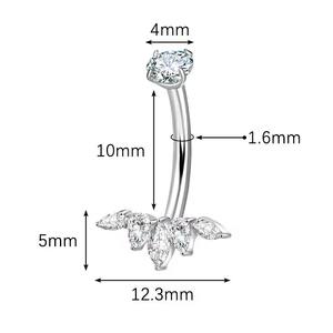 Populaire Mode Titanium-6AL4V-ELi Astm F136 Implantaat Kwaliteit Titanium Lichaam Sieraden Navel Ringen Navel Bars Piercing - Product Image 3