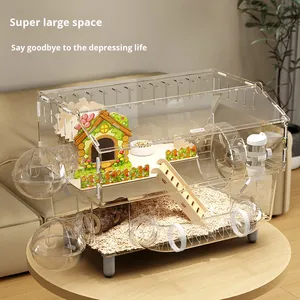 <span class=keywords><strong>Cage</strong></span> à <span class=keywords><strong>hamster</strong></span> en acrylique transparente, villa de luxe, grand espace, anti-morsure, pour l'élevage, économique, rectangulaire, sans fermeture - Product Image 4