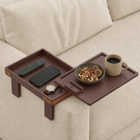 Plateau de canapé coulissant en bambou avec support pour téléphone pour manger et prendre des collations sur le canapé du salon - Vente en gros