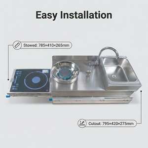 Cuisinière à gaz miniature RV en acier inoxydable SUS304, type coulissant, avec évier intégré, cuisinière à induction <span class=keywords><strong>pour</strong></span> <span class=keywords><strong>caravane</strong></span> - Product Image 4