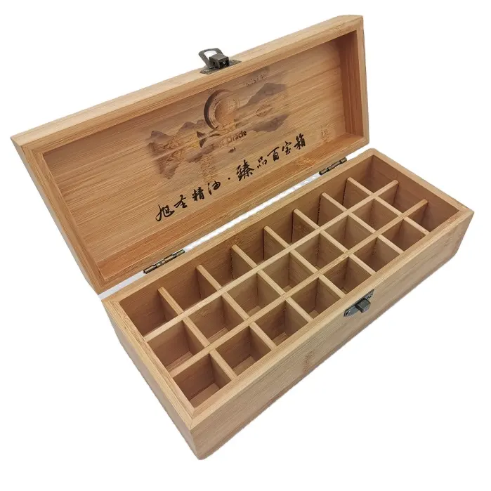 Caja de almacenamiento de bambú de aceite esencial para exhibición de viaje, organizador de aromaterapia, contenedor de fragancia de esmalte de uñas