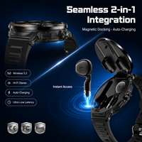 Jam Tangan Pintar dengan Earbud Nirkabel TWS Terintegrasi Chip JL7012 Layar HD 1,46 Inci Tahan Air IP67 Smartwatch Detak Jantung untuk Pria