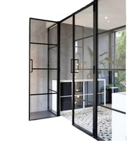 Portes à battants modernes en aluminium et verre avec surface finie, porte en aluminium à isolation thermique pour l'intérieur et le balcon des villas