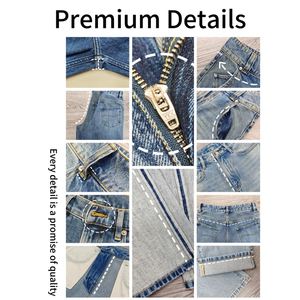 Jeans vintage bleu clair délavé taille haute à jambes larges <span class=keywords><strong>pour</strong></span> femmes - Product Image 5