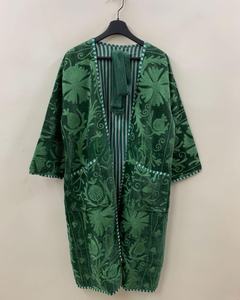 Floral Velvet Suzani Kimono <b>Robe</b> Hand Embroidered Boho <b>Coat</b> Ethnic Uzbek Duster Gift For Her - Product Image 4