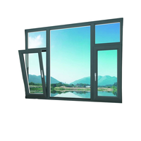 Ventana Abatible de Aluminio con Rotura de Puente Térmico, Doble Acristalamiento, Vidrio Templado, para Proyectos de Construcción