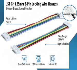GH1.25mm 8ピン同方向ワイヤーハーネス緩み防止ロック高純度銅コア電気ケーブル産業機器用 - Product Image 1