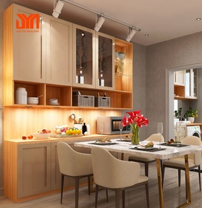 <span class=keywords><strong>JYN</strong></span> Armoire de salle à manger en bois massif personnalisée Table à manger intégrée pour rangement intégré Armoire haute de salon - Product Image 2