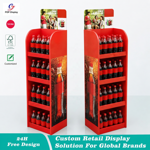 Exhibidor de Cartón Promocional de 4 Niveles con Diseño de Personajes de Dibujos Animados para Bebidas, Vino y Latas de <span class=keywords><strong>Coca</strong></span> <span class=keywords><strong>Cola</strong></span>, de Proveedores Chinos - Product Image 1