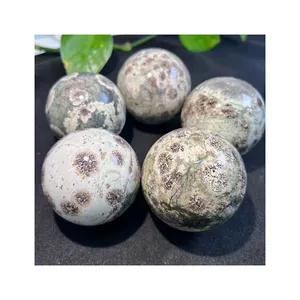 hot sale popular Natural Crystal Craft Healing Stones green flower agate sphere for Decoration