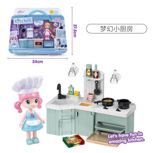 Kitchen Playset For Kids With <b>Doll</b> And <b>Accessories</b> 34Cm X 27.5Cm Mini Kitchen Toy Set For Pretend Play - Product Image 1