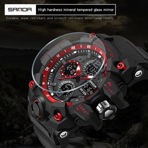 SANDA 6021 Montre de sport pour adolescents, très tendance, affichage analogique-numérique, date de la semaine, alarme lumineuse, montre multifonction - Product Image 4