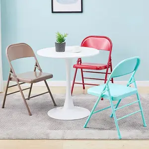 Yüksek kaliteli çelik demir metal katlanır sandalye olaylar için renkli katlanabilir düğün ev ofis kamp açık bahçe plaj