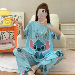 Sleepwear Sets 2025 <strong>Pyjamas</strong> Women's Summer Cartoon Two-Piece Short-Sleeved Pants Home Clothes Pajamas - Product Image 3