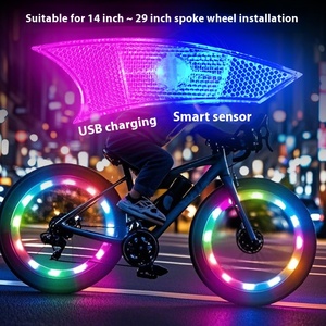 USB <b>Charging</b> Waterproof Mountain Bike Wheel Light Cross-Border New Product Manufacturer Hot Wheel Bicycle Spoke Light Tire Flash - Product Image 2