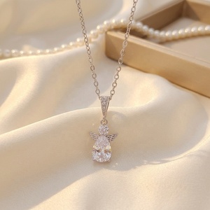 Delicado Collar de Latón con Alas de Ángel Guardián, Colgante de Zirconia en Forma de Pera y Lágrima, Joyería de Ángel para Mujer, Regalo de Navidad 2026 - Product Image 1