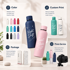 Custom Text Stainless Steel Eco-Friendly Vacuum Insulated Water <b>Bottle</b> for Camping Office School and Gifts - Product Image 2