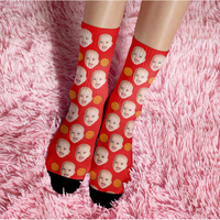 Chaussettes personnalisées avec portrait imprimé OEKO Tex100, cadeau amusant, chaussettes mi-hautes pour hommes et femmes, vente en gros, OEM, chaussettes personnalisées avec photo de visage