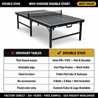 Table de ping-pong pliante de luxe, mini, stable, pour intérieur, en PVC laminé, imperméable, de qualité commerciale